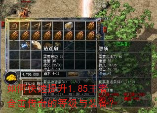 如何快速提升1.85王者合击传奇的等级与装备? 如何快速提升1.85王者合击传奇的等级与装备?